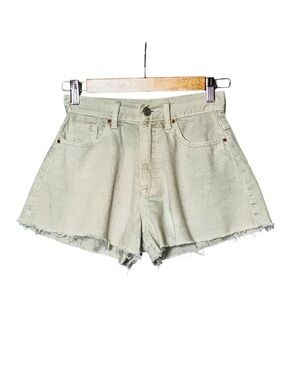 Pacsun High Rise Flutter Denim Jean Shorts Jorts 2” inseam Tan Taupe